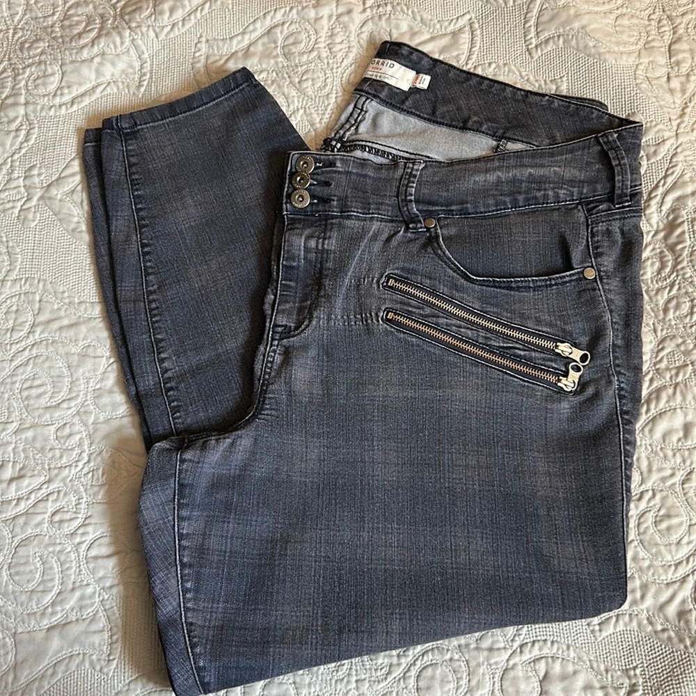 Fab$5 Sale Well Loved Blue Plaid Torrid Skinny Jeans 24R